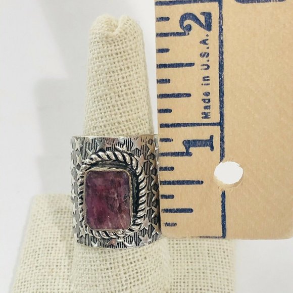New Tourmaline Alpaca Silver Cigar Band Boho Ring - Picture 2 of 5